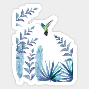 Hummingbird with tropical foliage Sticker